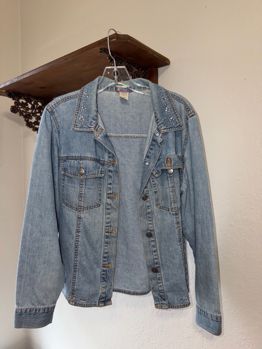 Vintage 90s Denim Jean Jacket with Gemstones